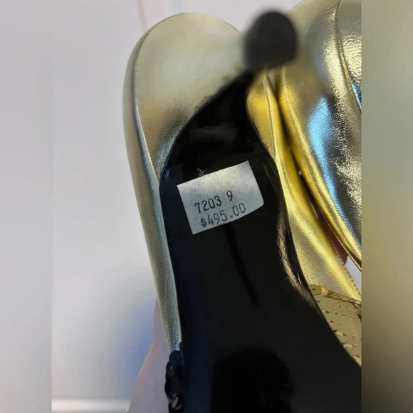 Marek by Gino Aldrovandi | Leather Black & Gold Sequin  Pumps | Size 39.5 - Picture 5 of 11